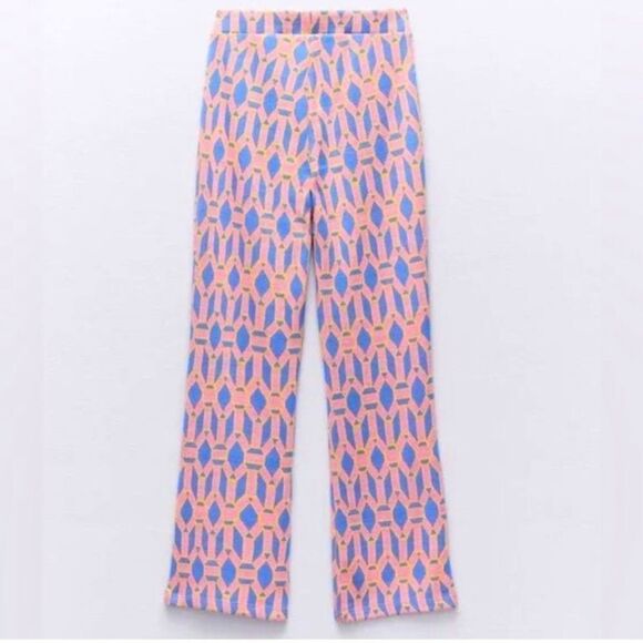 Zara Pink Blue Knit Pants - Picture 4 of 4